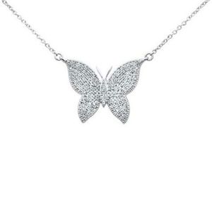 .41ct 14kt white gold diamond butterfly pendant